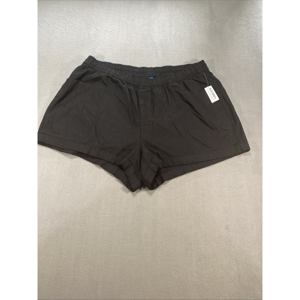 Old Navy Linen Blend Shorts Black Plus Size 2X High Rise Women's 6" Inseam NWT